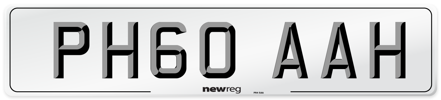 PH60 AAH Number Plate from New Reg